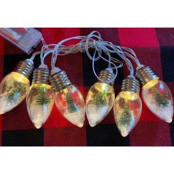 Christmas Snow Globe String Lights Bottle Brush Trees 2.5 Ft Battery LED Festive - Picture 7 of 8